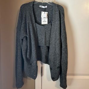 Zara cropped top and matching cardigan size M